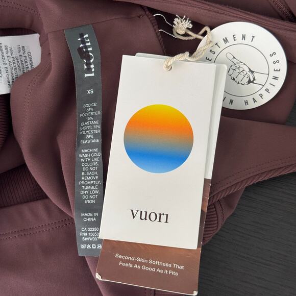 Vuori Studio One Piece Womens XS Ribbed Romper Run Gym Chestnut Extra Small NEW - Picture 3 of 10